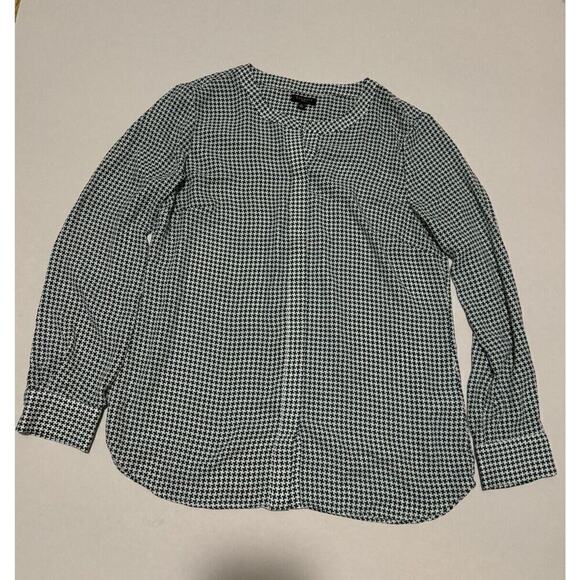 Talbots Petite Women’s Long Sleeve Blouse Green Checkered Sz SP - Picture 1 of 8